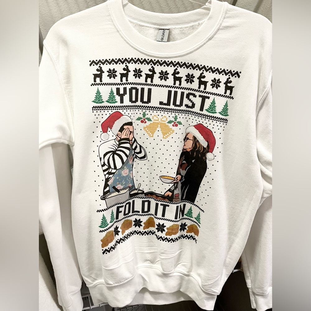 LIKE NEW Schitt’s Creek “You just fold it in” Sweater Long Sleeve